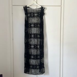 Women's Crochet Black Beach Coverup
